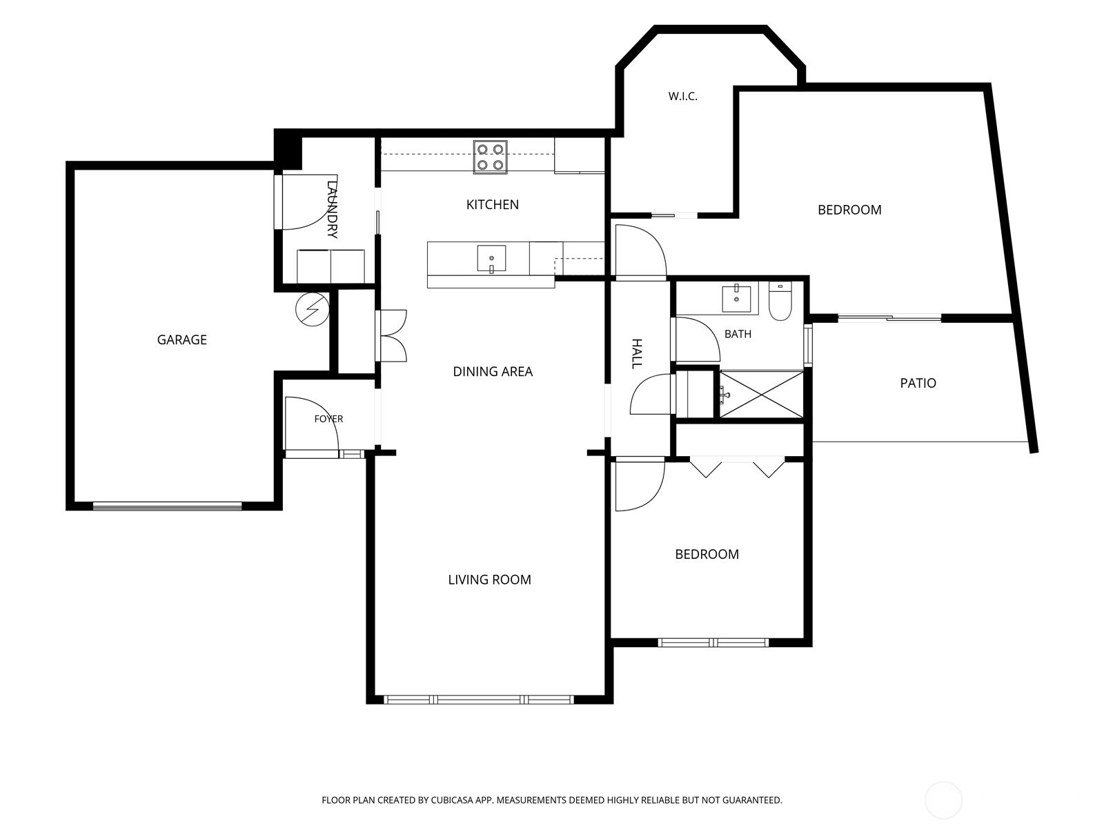 App drawn floor plan for information only. Measurenments for furniture placement. App drawn, not !00% accurate