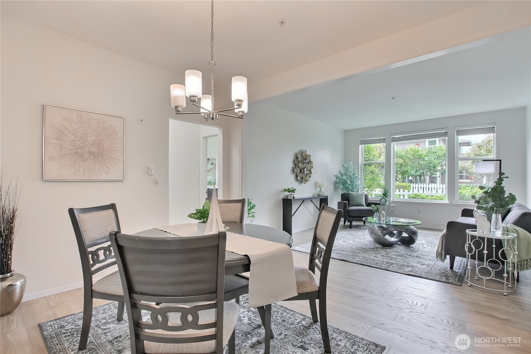 Dining room with chandelier