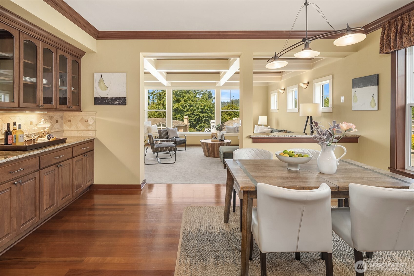 Casual dining flows naturally into the family room, creating an inviting space where conversation, meals, and everyday moments come together.