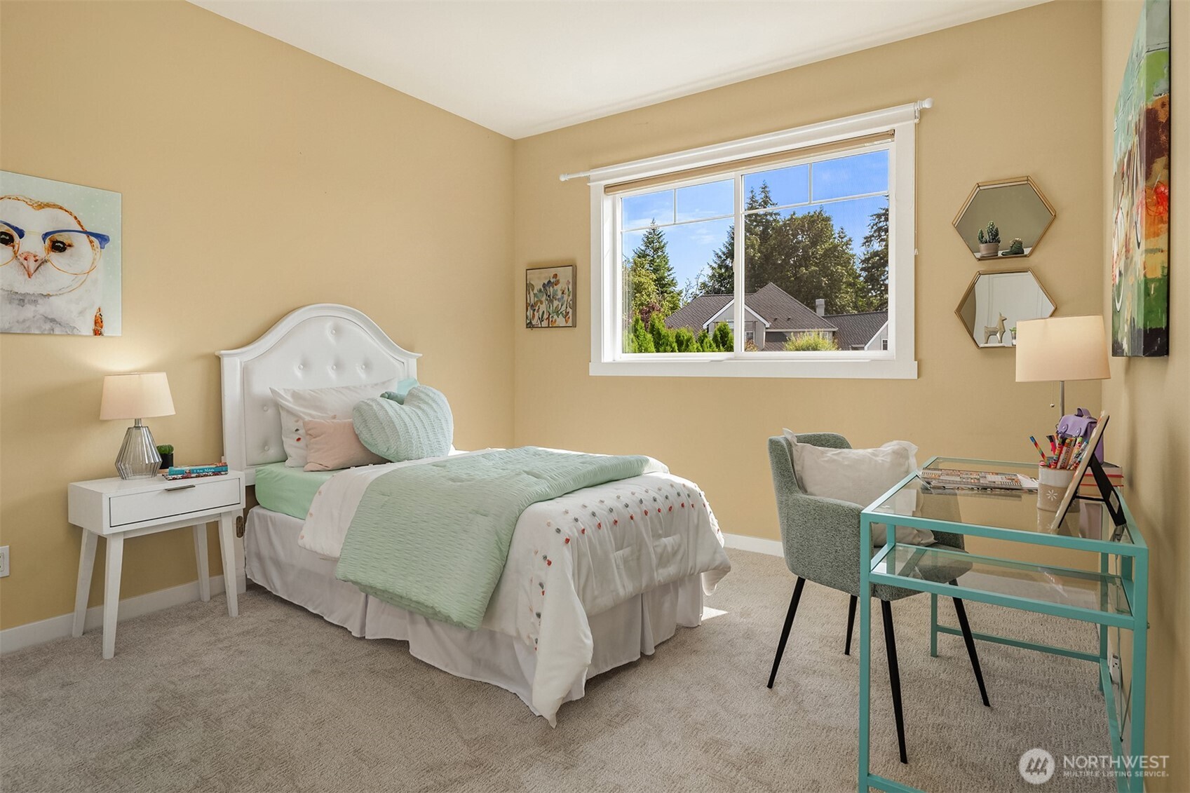 Bright and versatile, this spacious bedroom easily accommodates family, guests, or a dedicated workspace as needs evolve.
