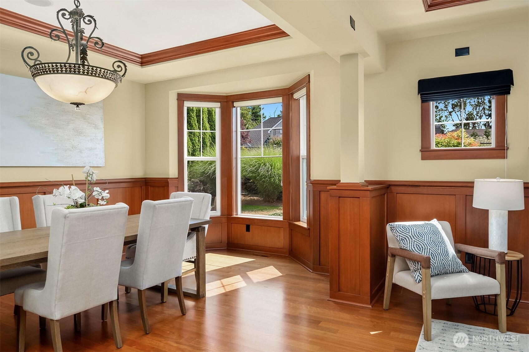 Beautiful architectural details, soaring ceilings, and finely crafted millwork showcase the exceptional quality and timeless design found throughout the home.