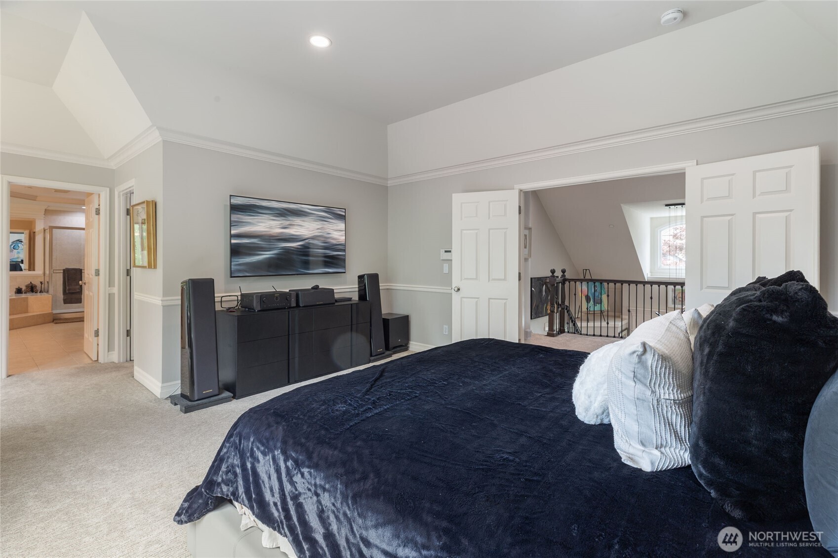 Bedroom #3 has high-end custom closets with Italian lacquer cabinetry, built-in drawers, and shelving.