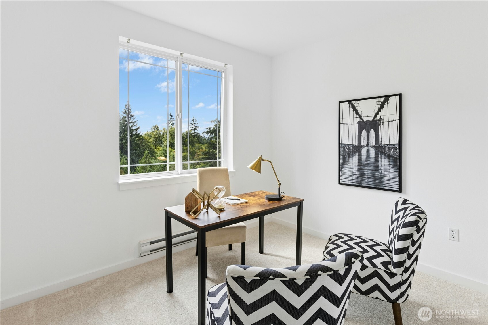 Three-bedroom floor plan provides flexibility for guests and a home office