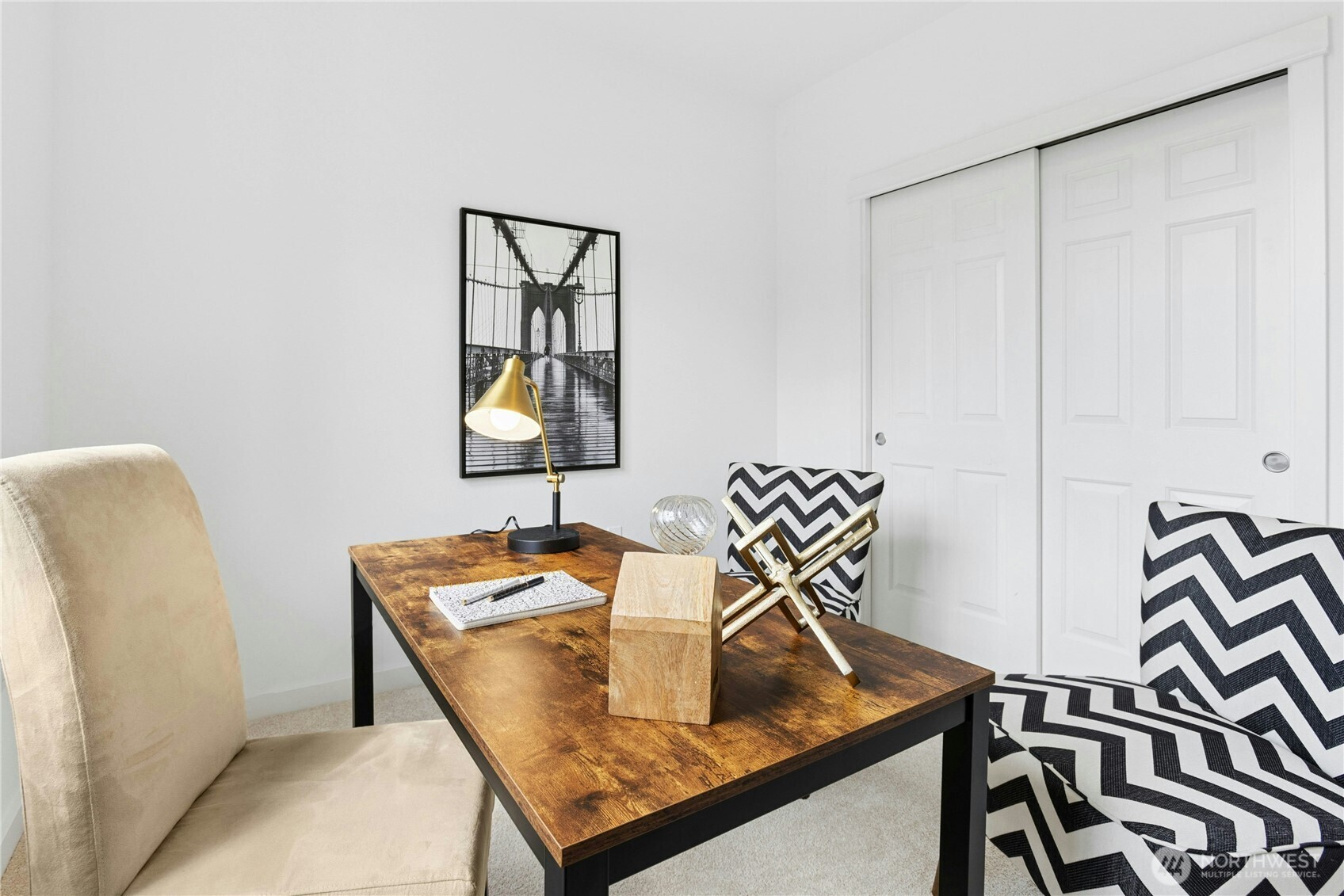 Three-bedroom floor plan provides flexibility for guests and a home office