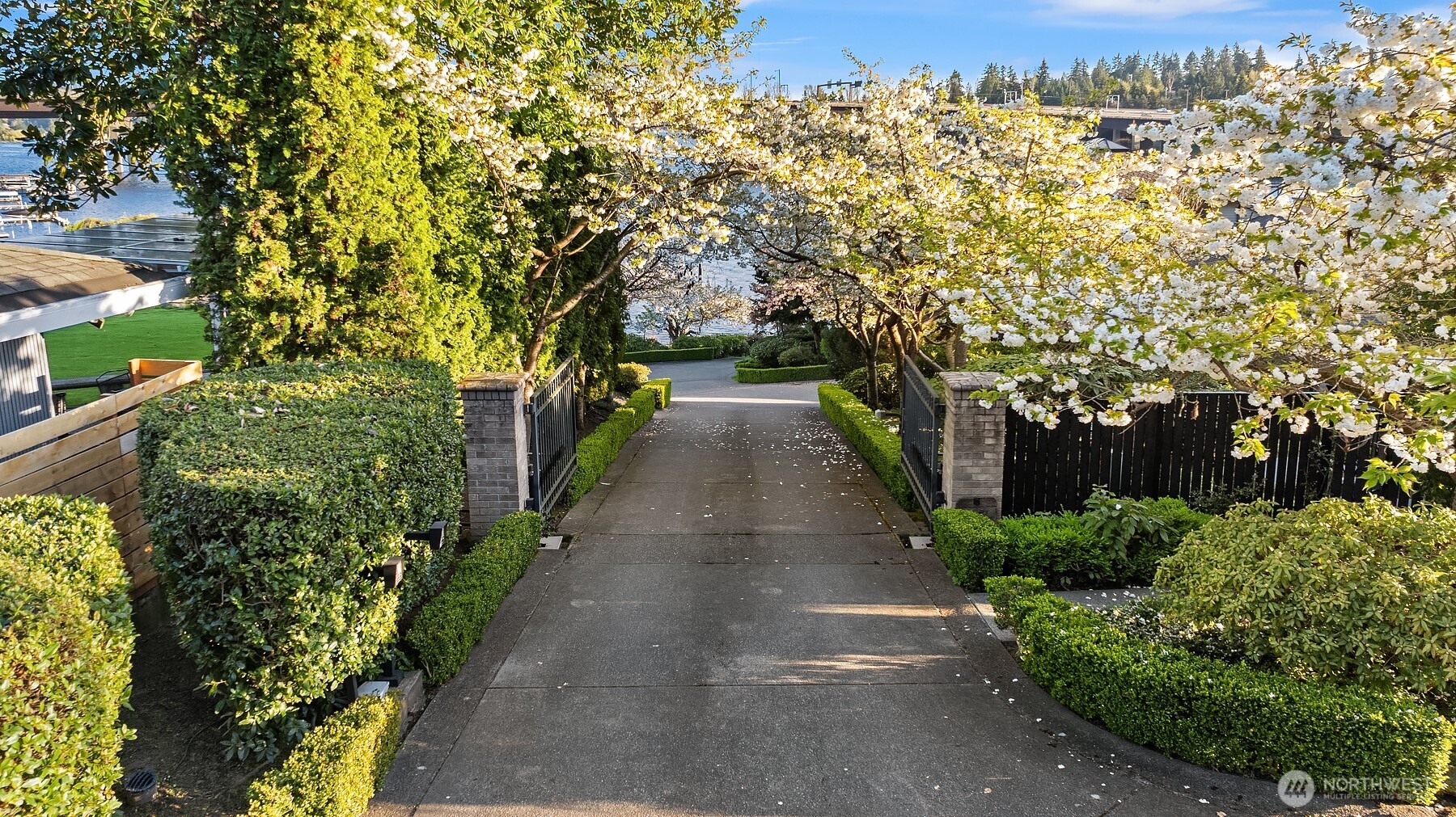 A gated drive leads to this spectacular waterfront property.