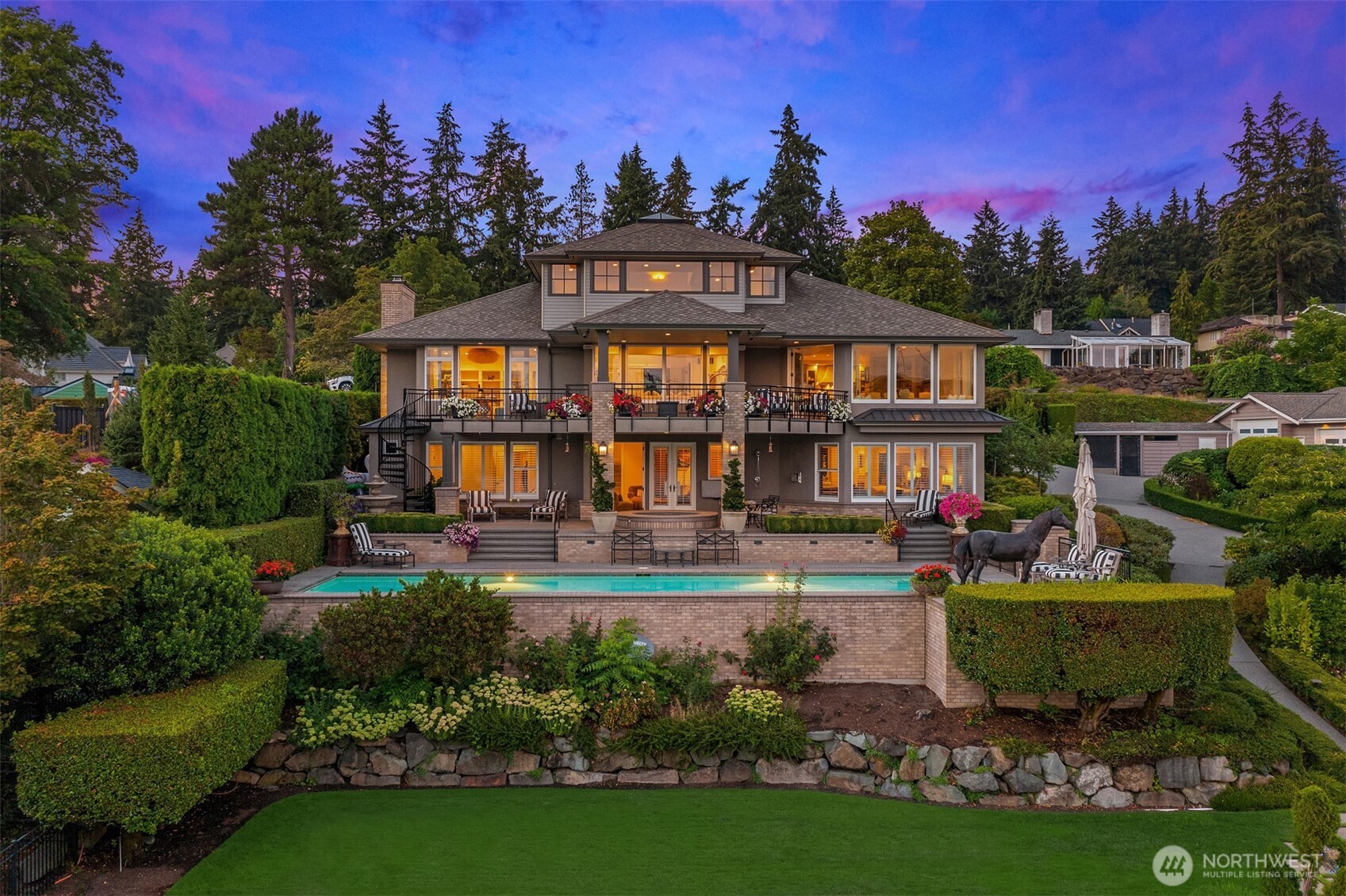 Commanding three story home.