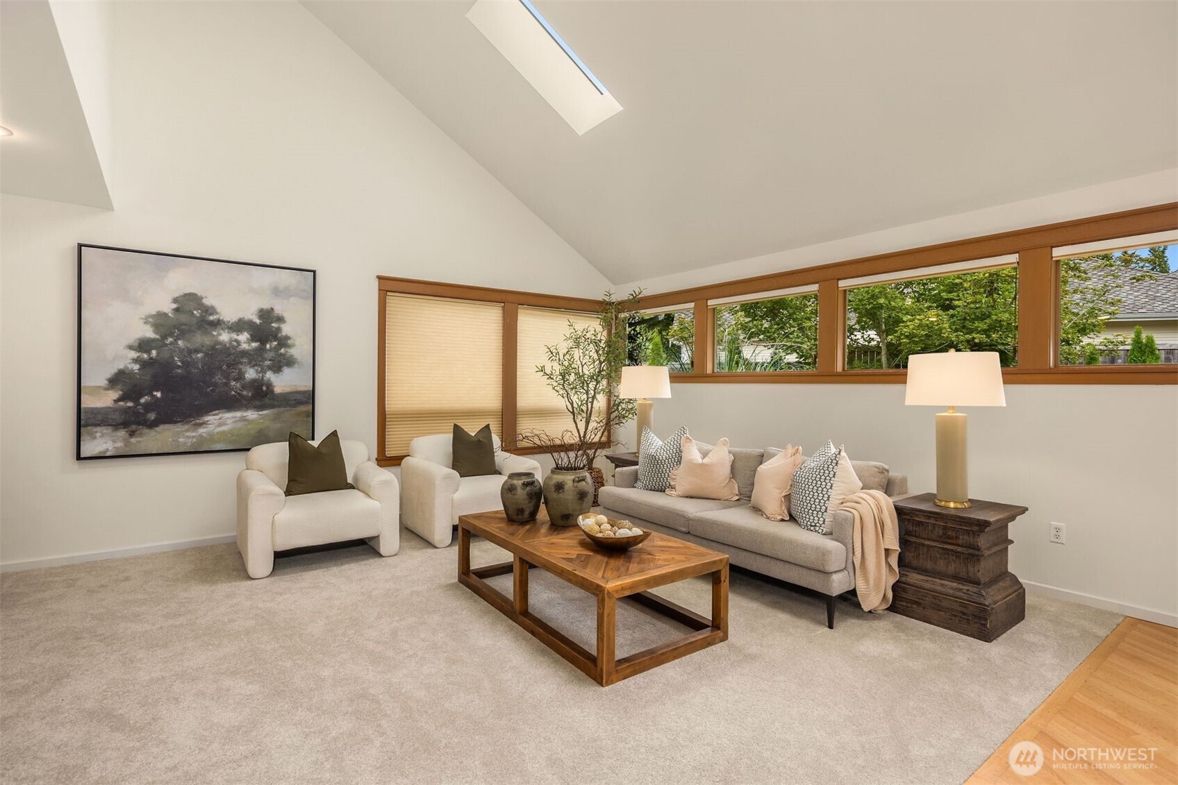 Separate vanities as well, this room is spacious and light filled.