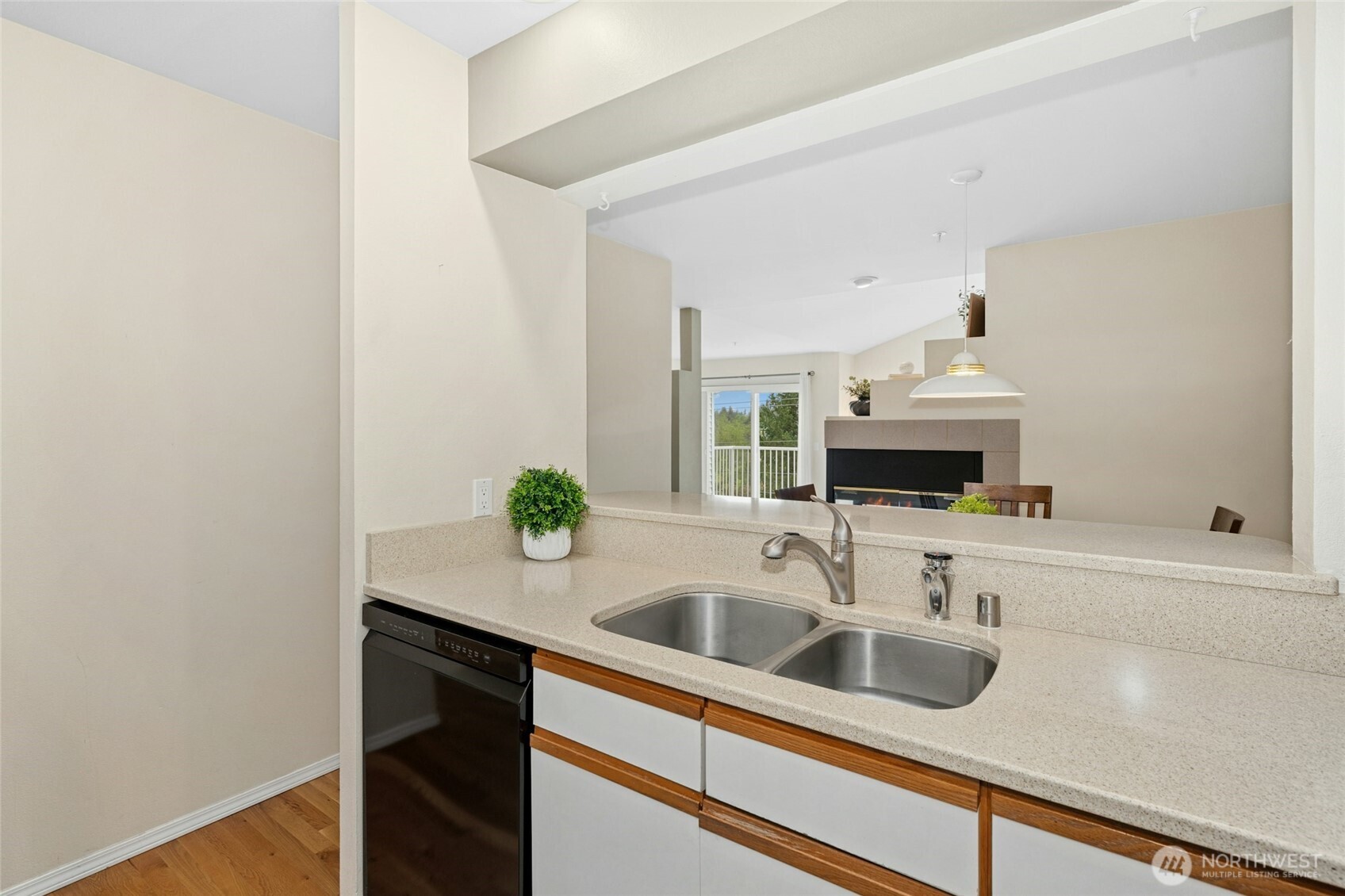 Updated quartz counters in the kitchen.