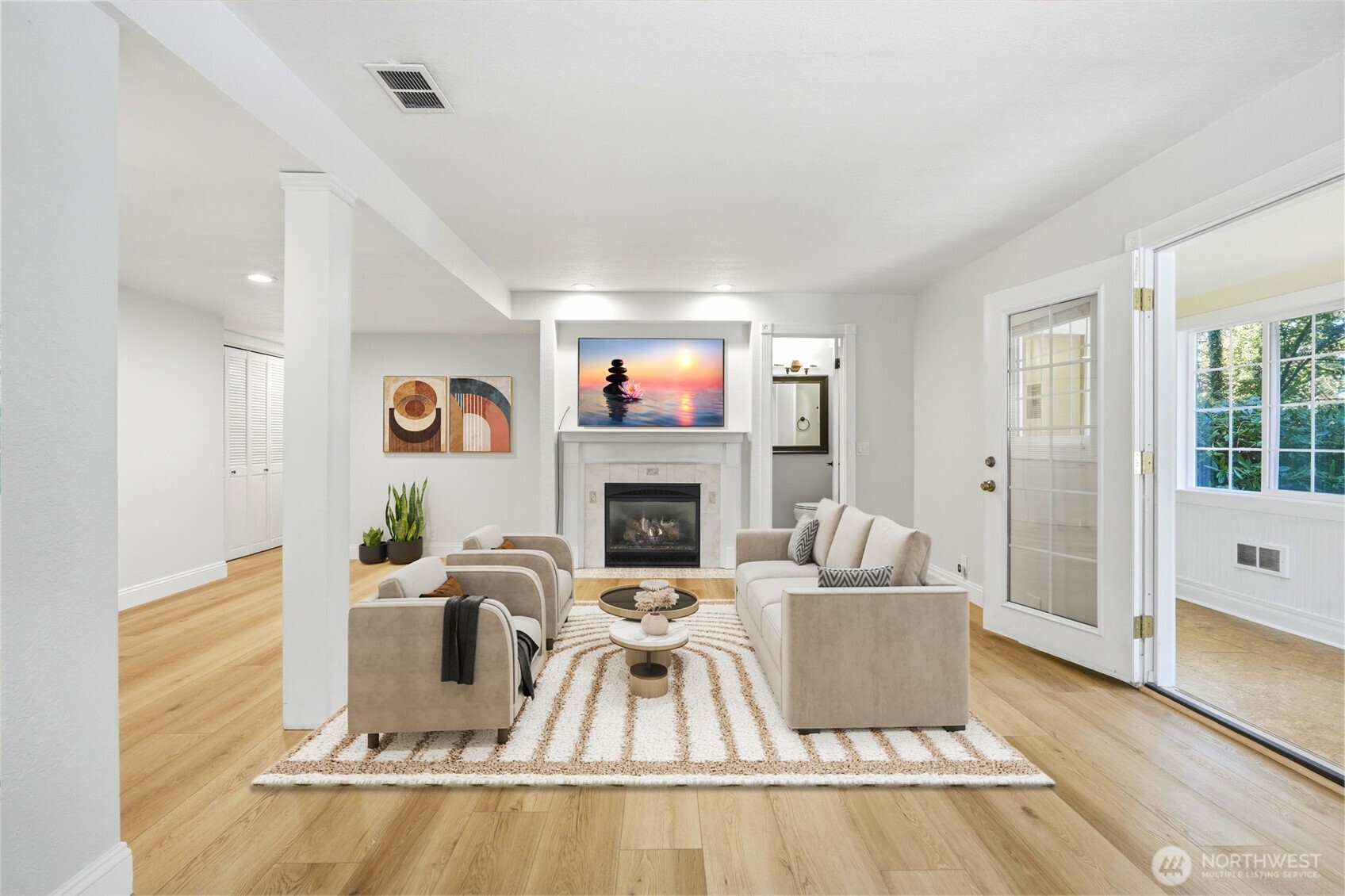 Virtually staged Family room in the lower level.