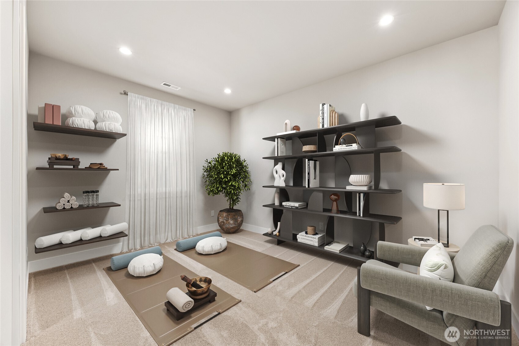 This versatile secondary bedroom adapts to your lifestyle, whether used as a guest retreat, home office or hobby room. Virtually staged.