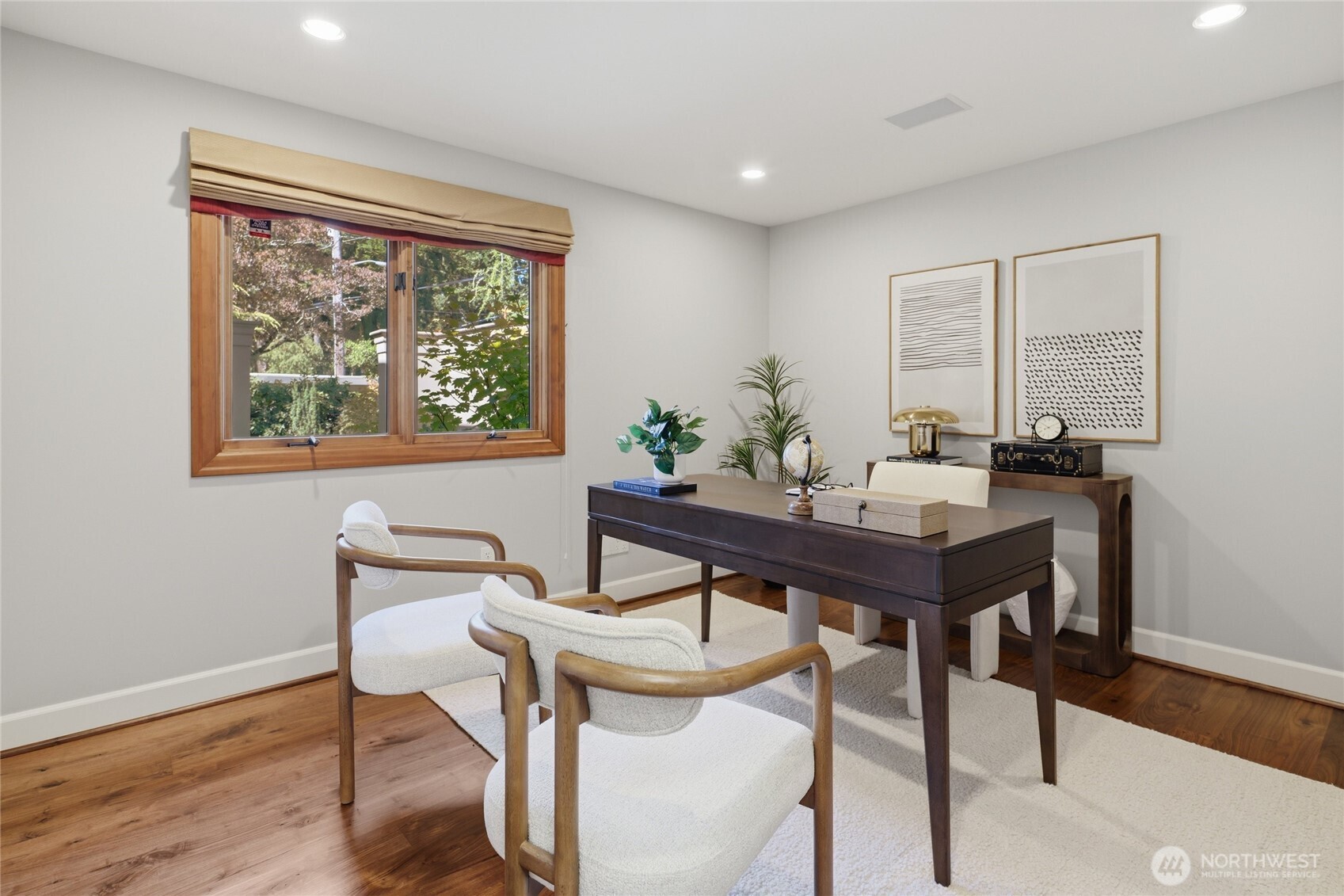 Bedroom staged as office