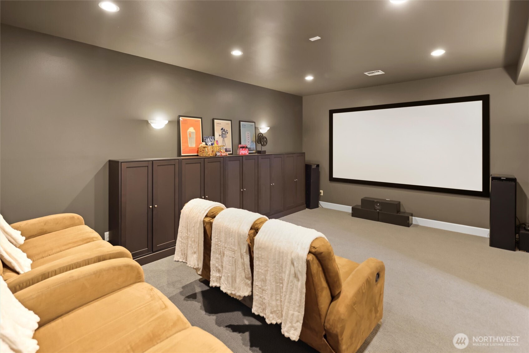 Dedicated movie theater with an updated sound system, new paint and carpet