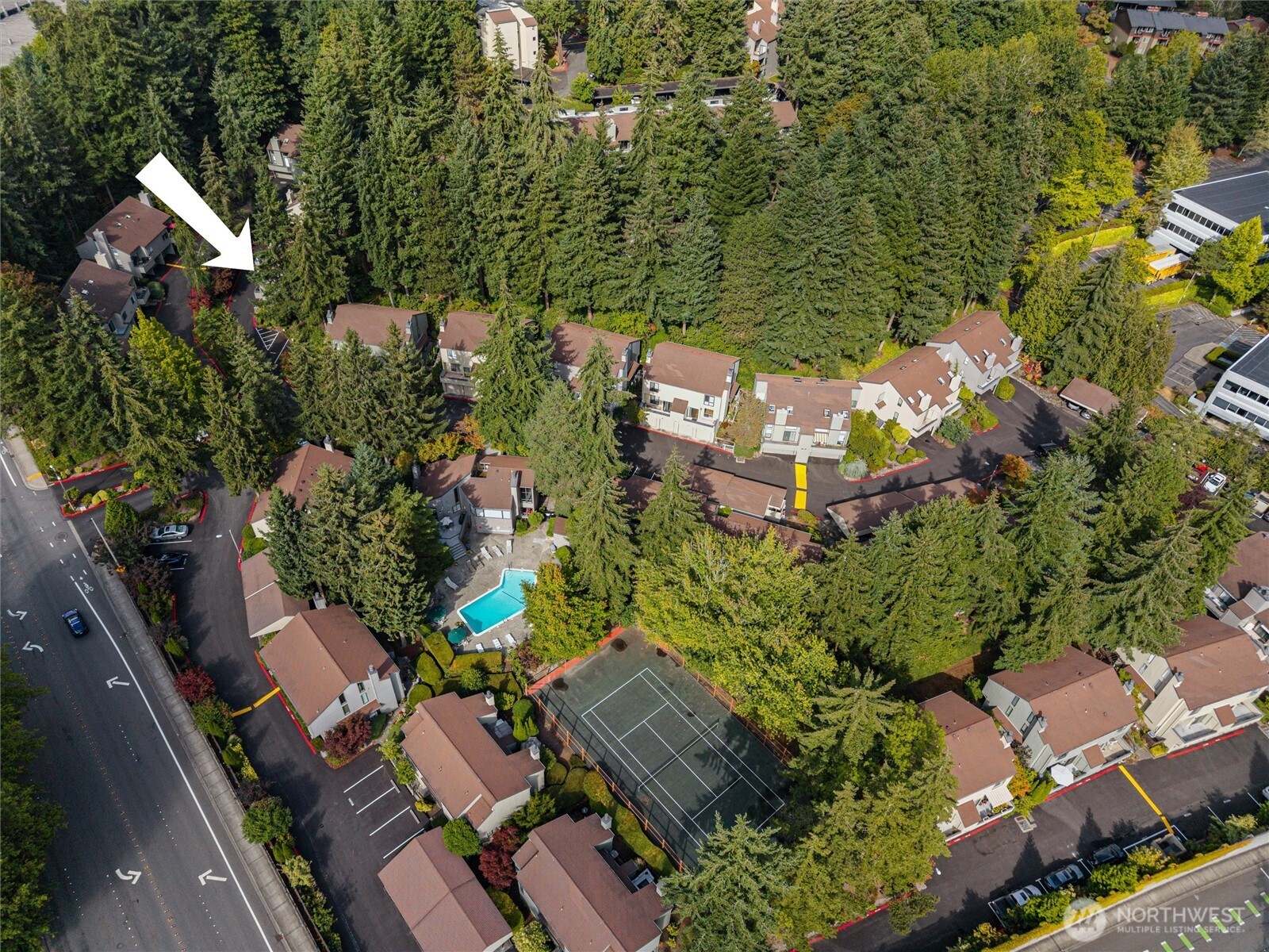 Aerial view showing the Yarrowood community.