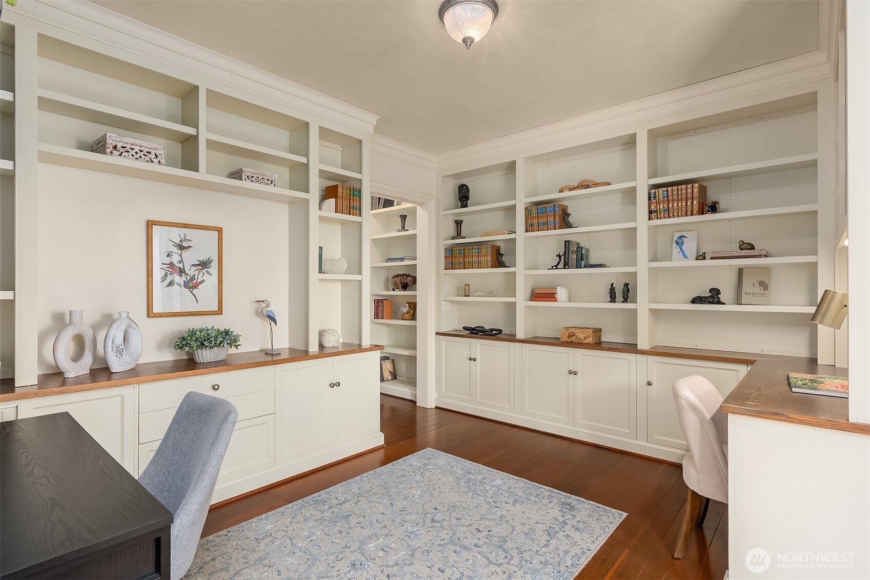 Upstairs office with built-in Shelving