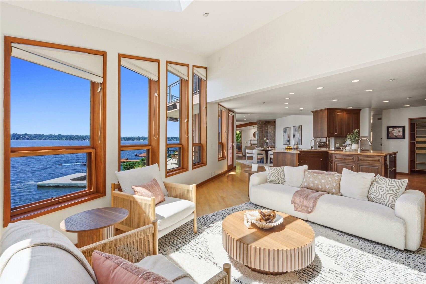 Two inviting gas fireplaces in living room
