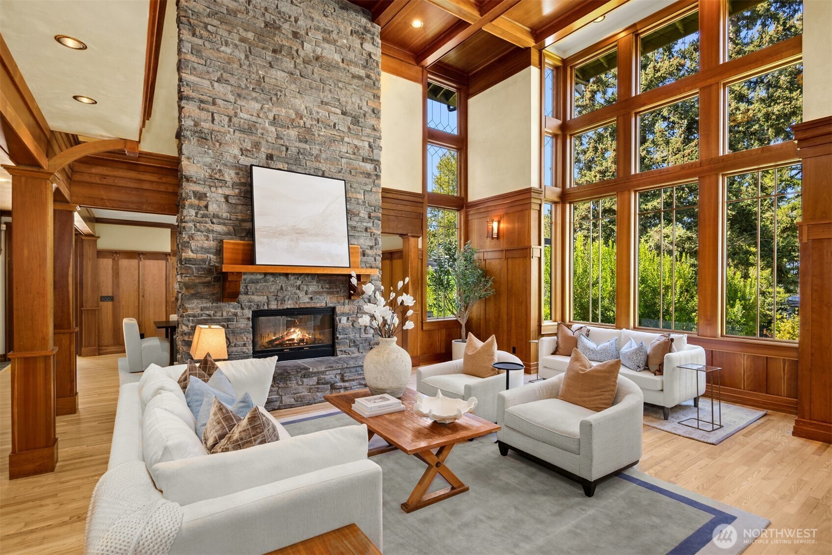 Great room floor-to-ceiling windows