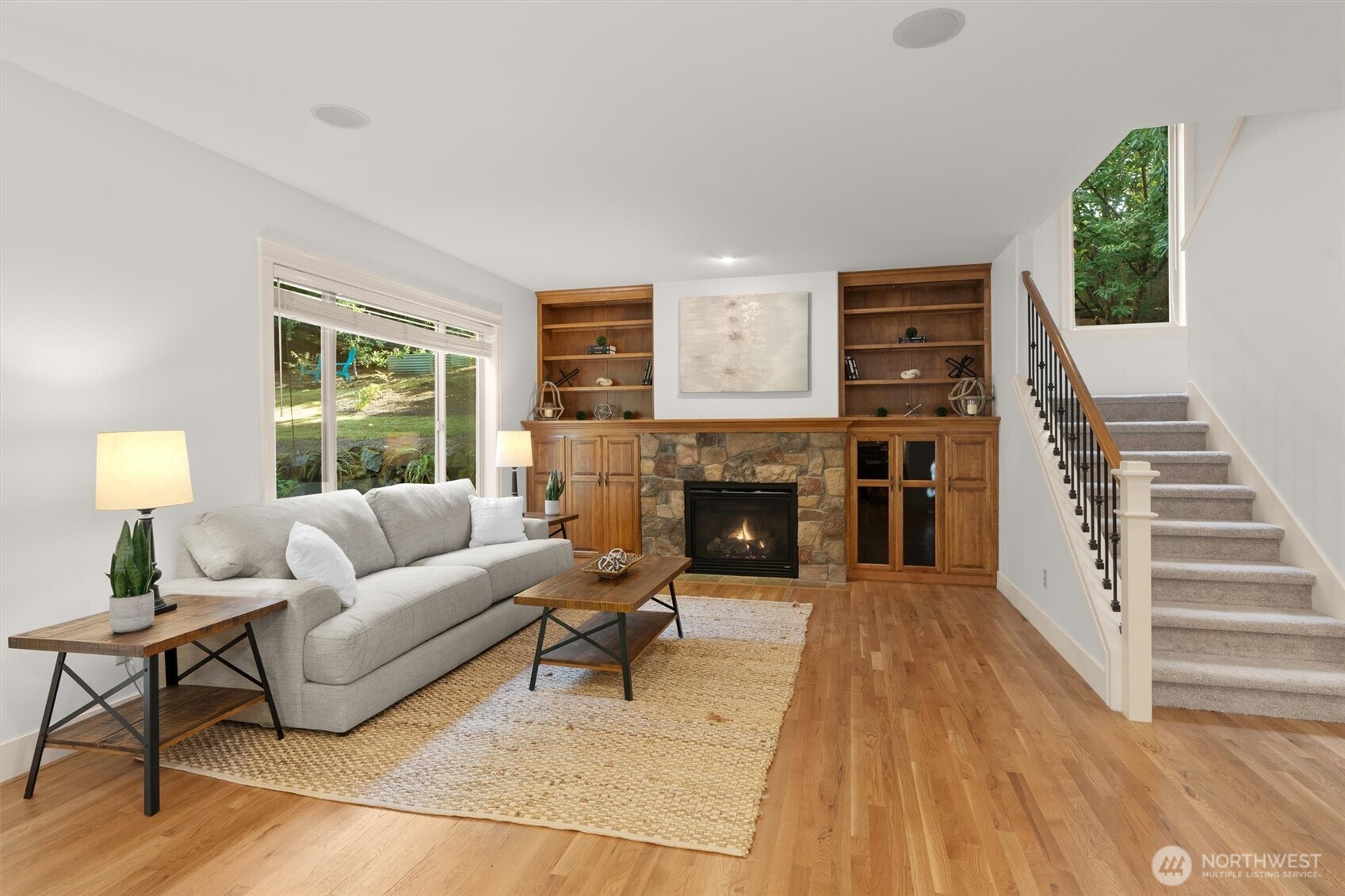 Great family room right off the kitchen, with a cozy gas fireplace.