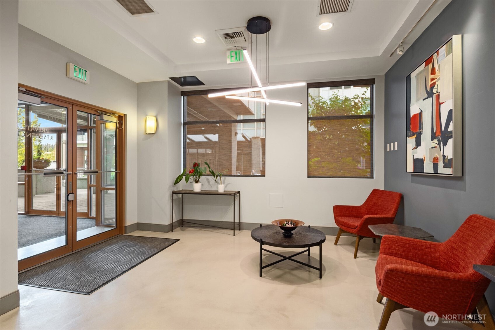 A lobby concierge manages the building's secure entrance and provides assistance for owners, guests, and deliveries.