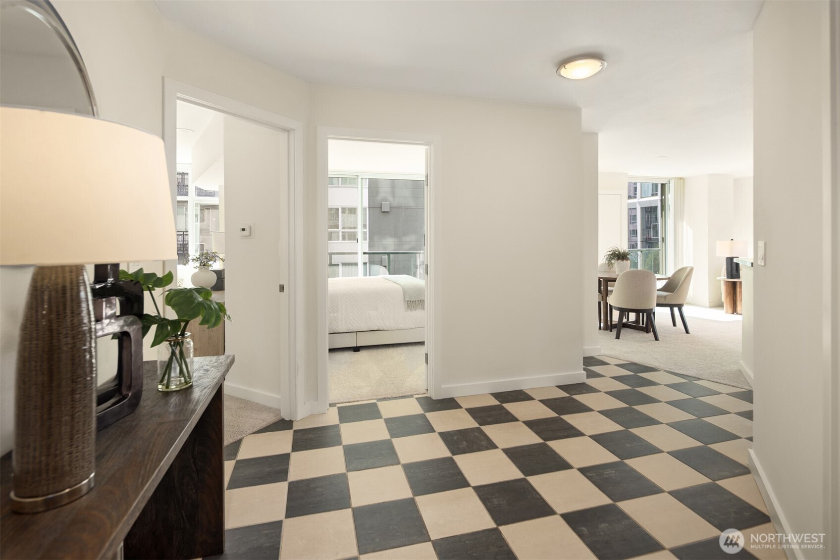 The stylish tile floors are meticulously maintained.