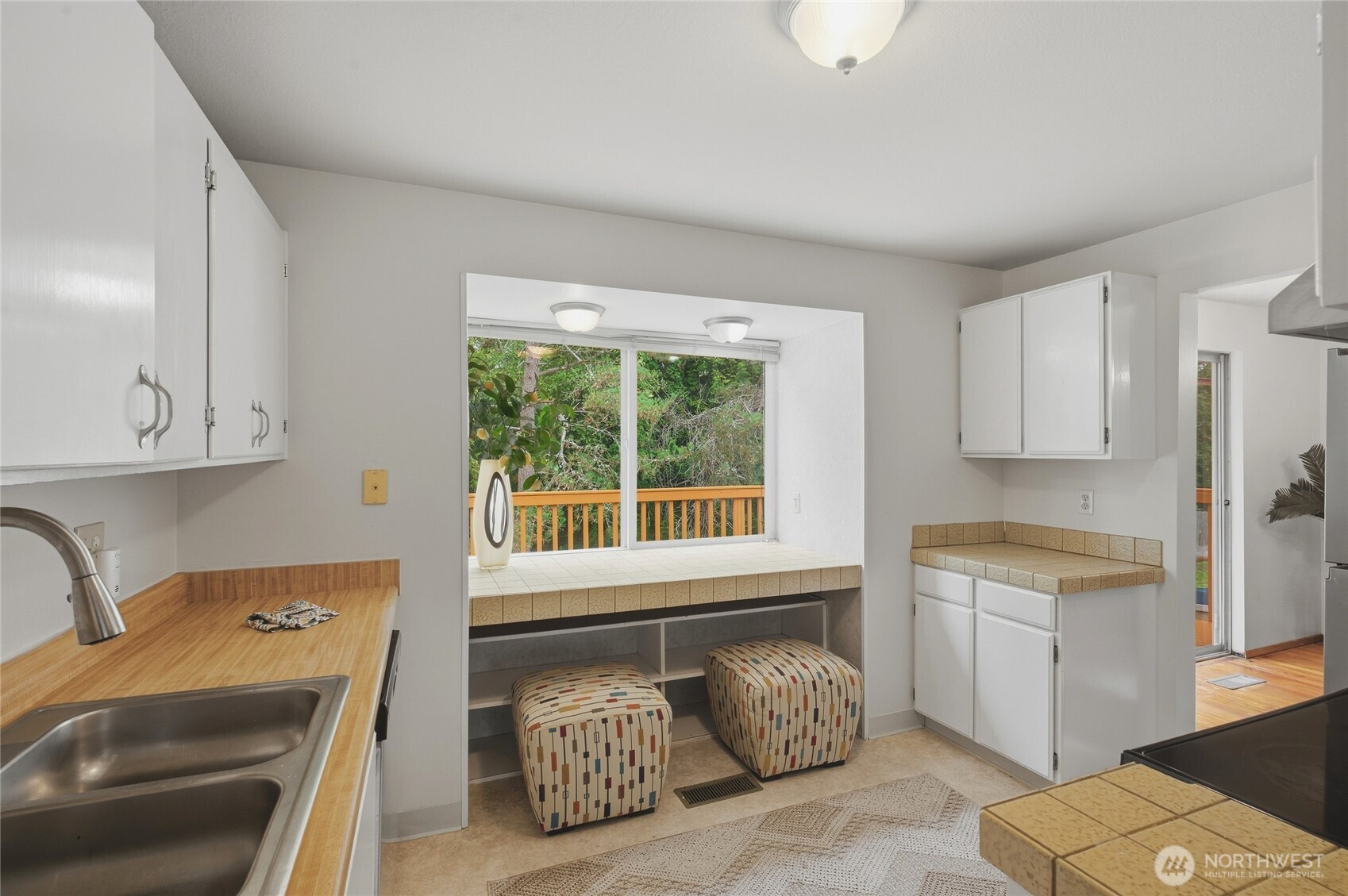 Kitchen with pass through to entertainment deck