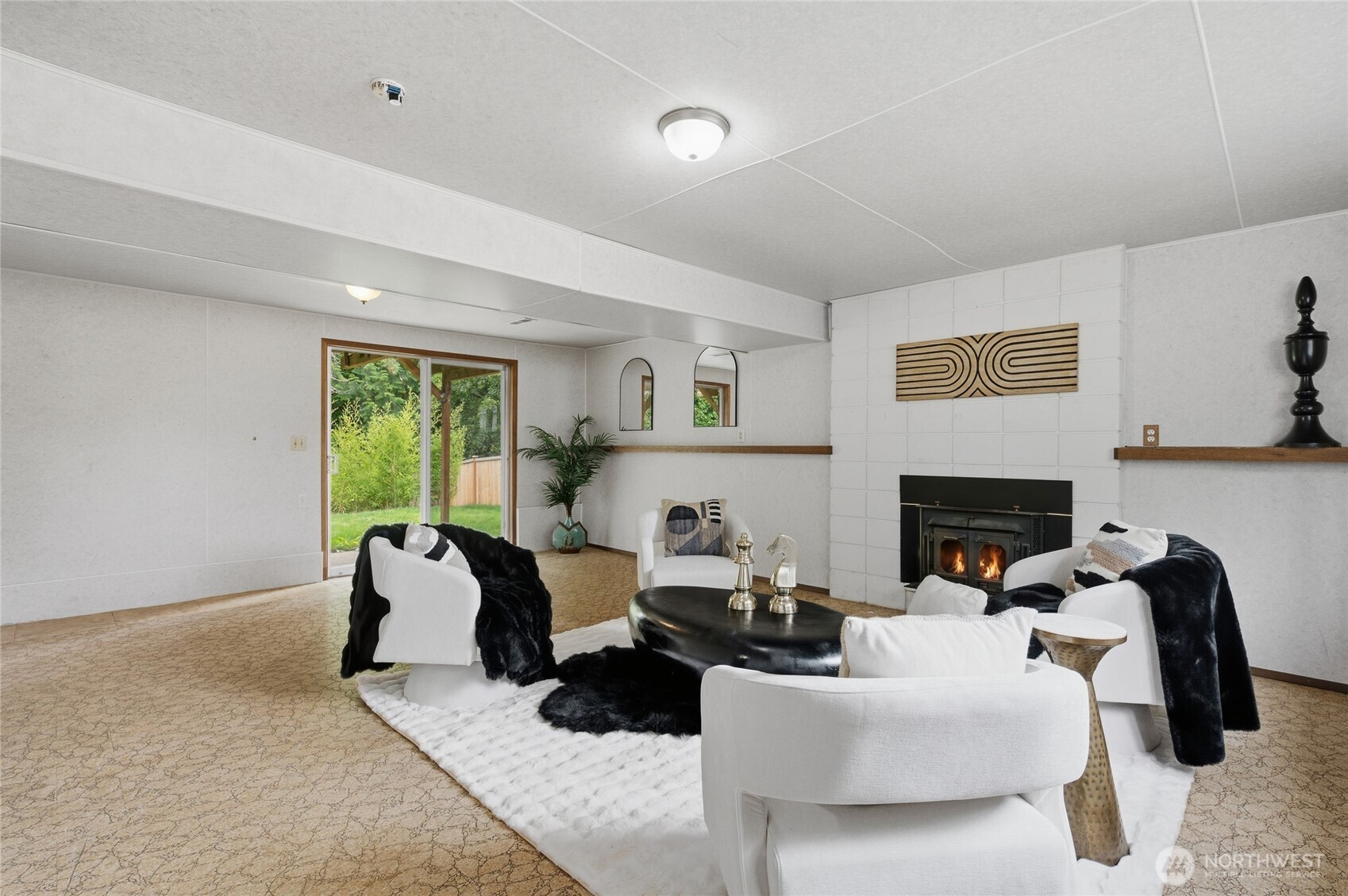 Family Room with warm wood burning fireplace