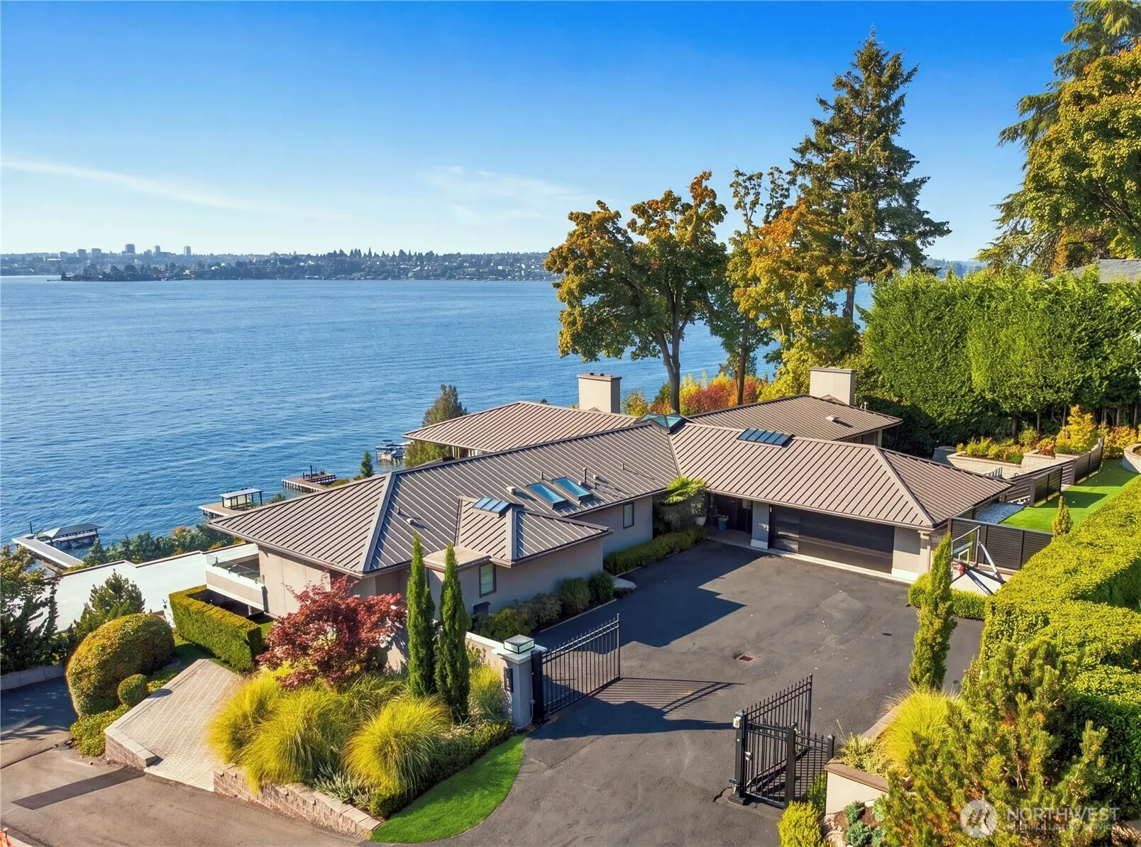 Ralph Anderson designed residence where timeless Northwest architecture, panoramic Lake Washington views and remarkable privacy converge.
