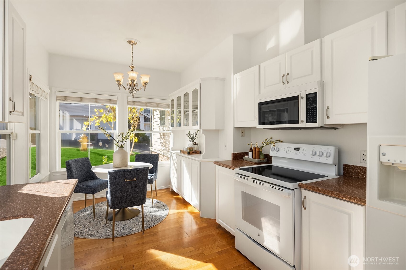 Cabinet space abounds, including a buffet in the dining nook.