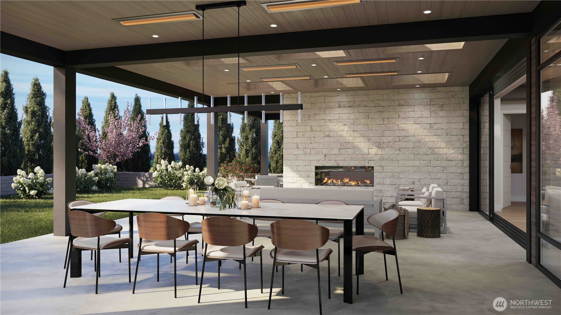 Year-Round Outdoor Living includes a built-in BBQ and 6 patio heaters (Conceptual Rendering)